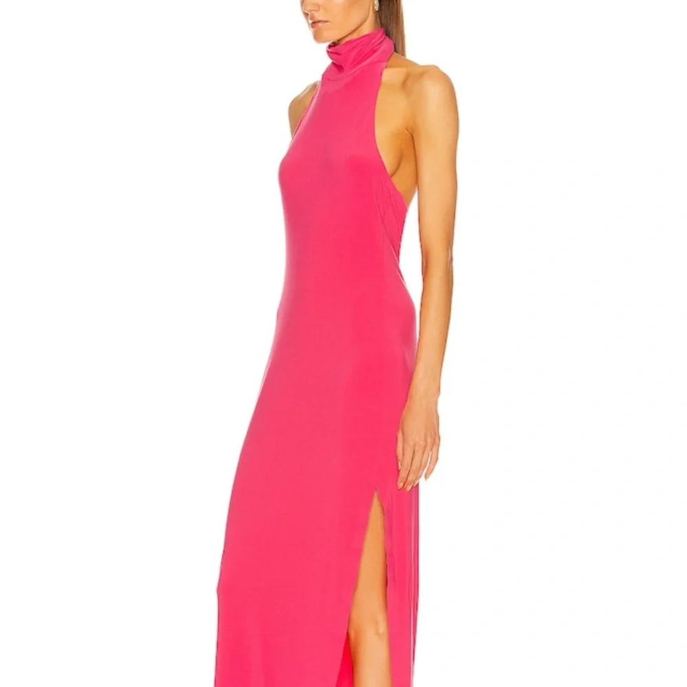 Norma Kamali Halter Turtleneck Side Slit Dress in Pink - Picture 3 of 8